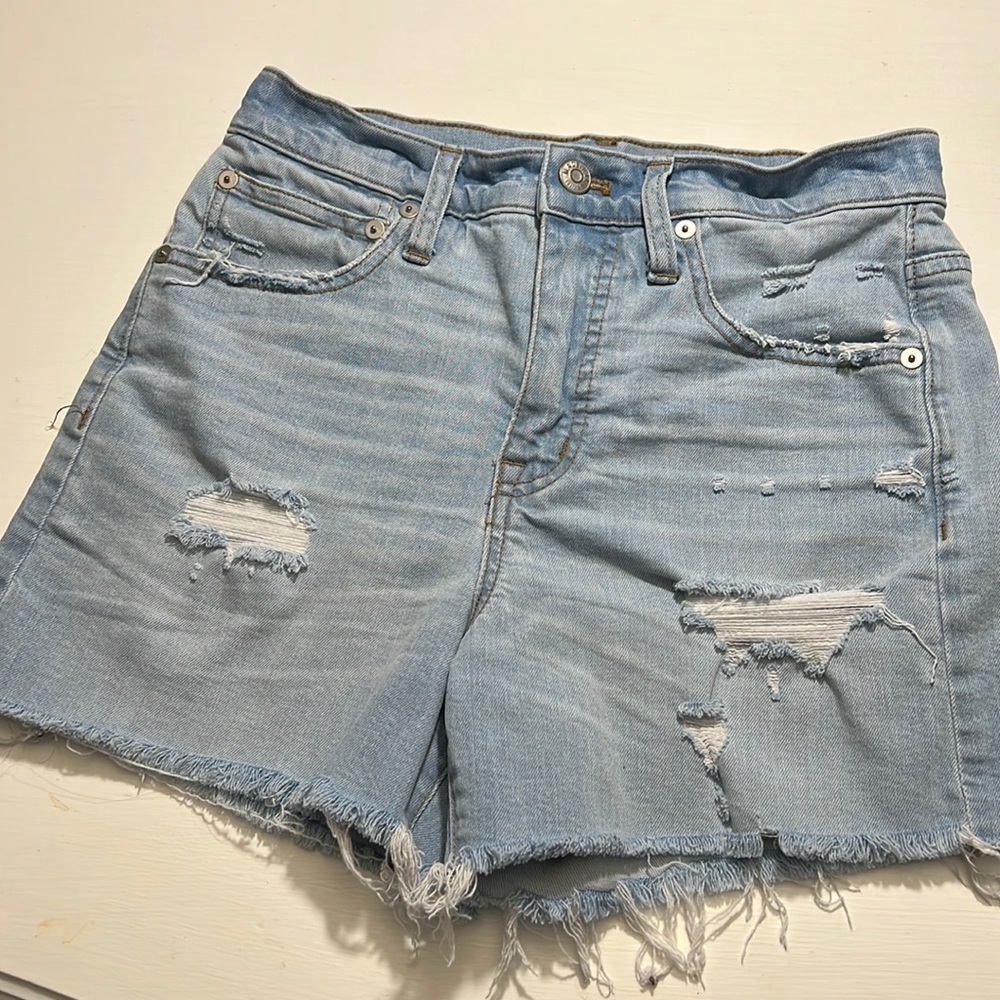 Madewell Destroyed Denim Jeans Cut Off Raw Hem Size 24 High Rise